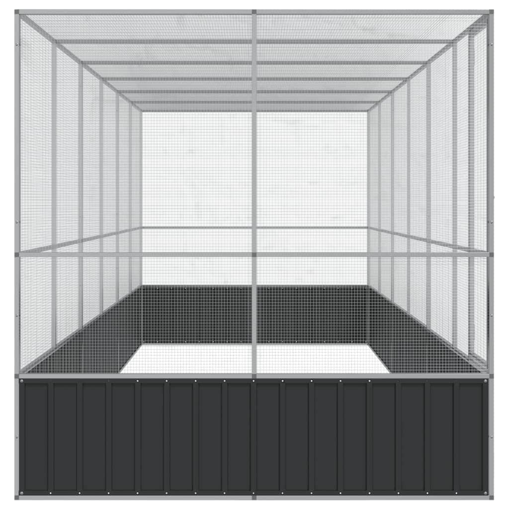 Silver - Steel Aviary with Extension