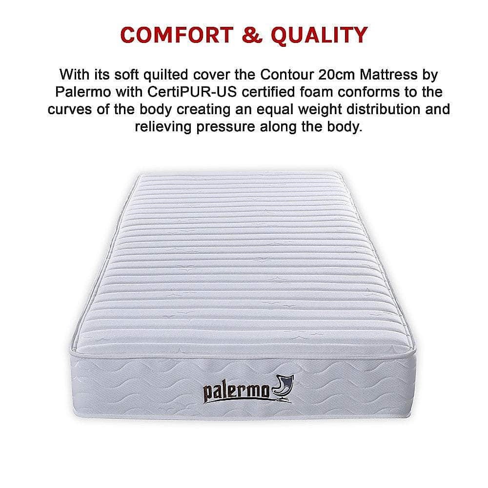 Simple Deals Contour 20cm Encased Coil King Single Mattress CertiPUR-US Certified Foam