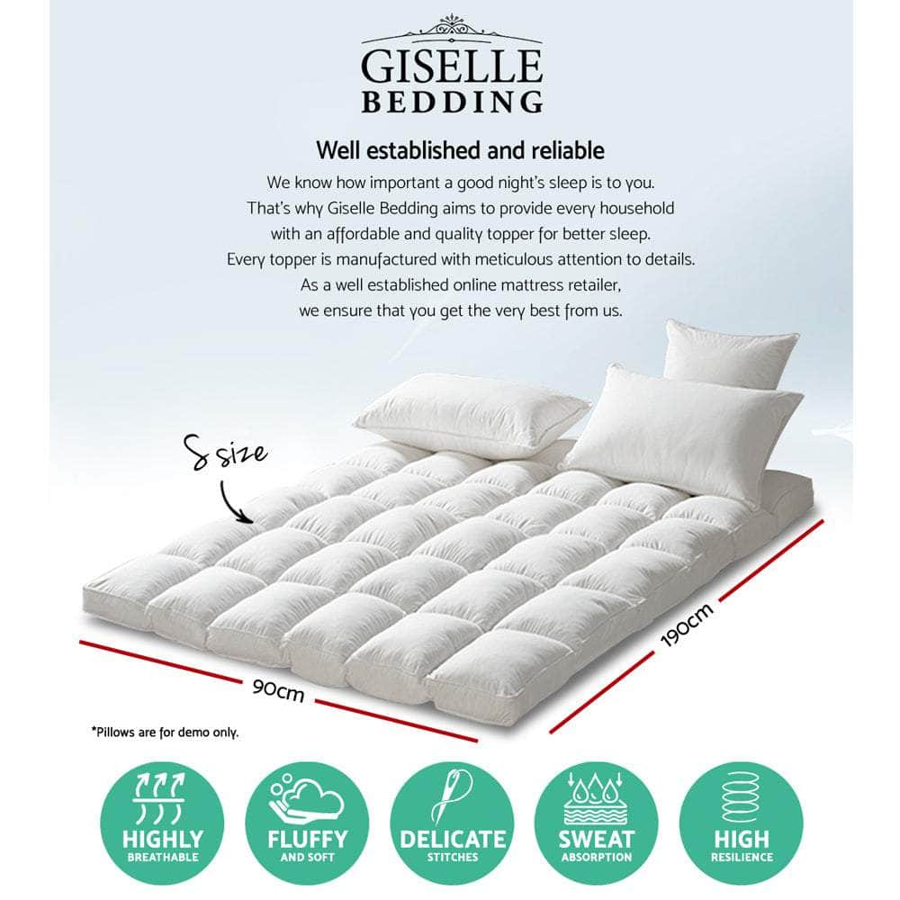 Simple Deals Single Mattress Topper Pillowtop Microfibre Filling Protector