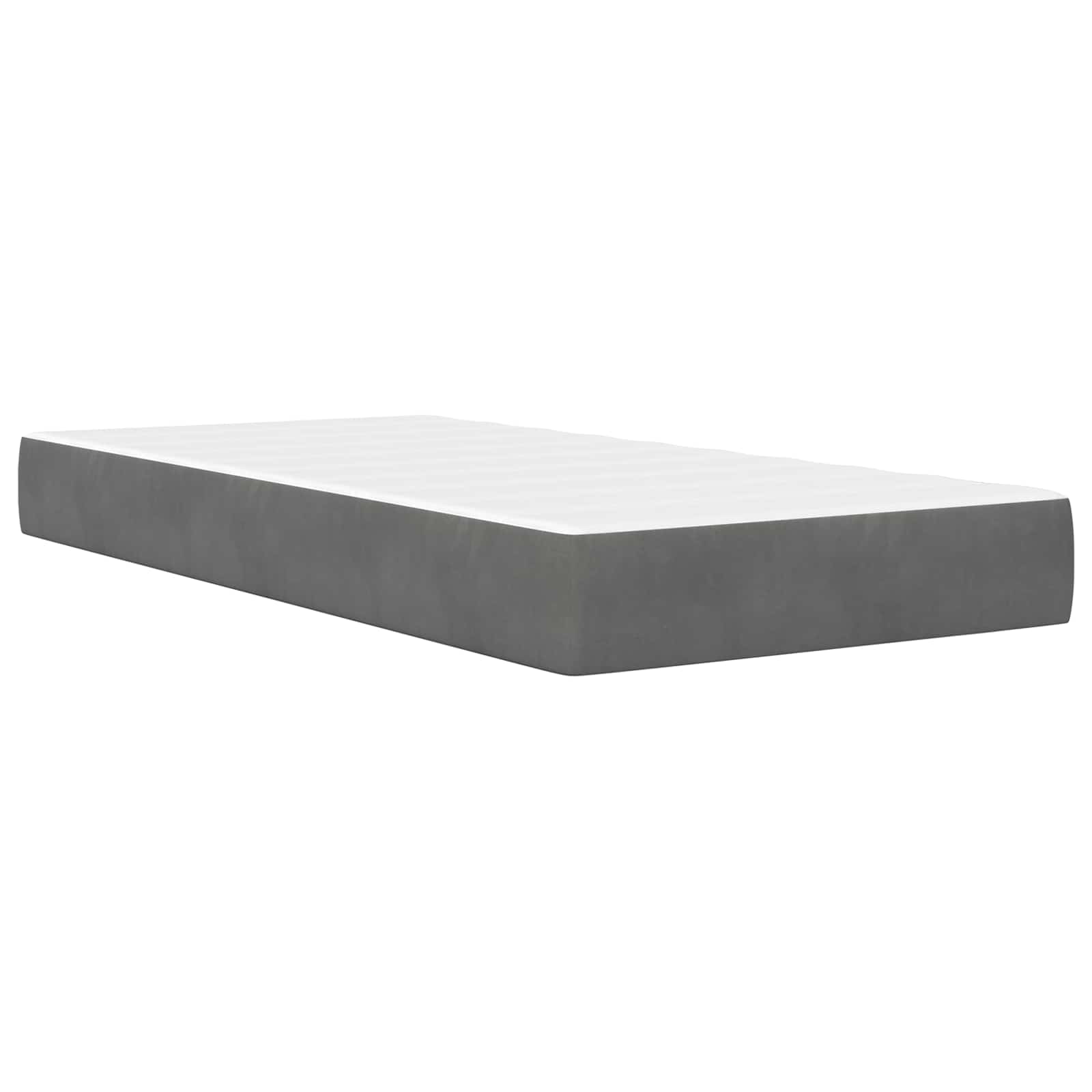 Single Bed Frame Dark Grey with Mattress Velvet Upholstered Plywood