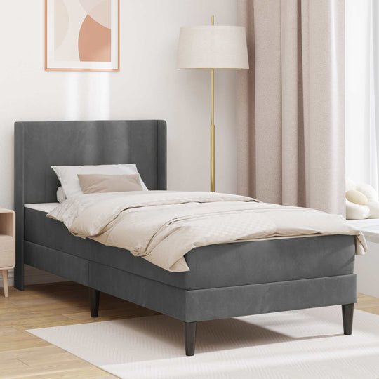 Single Bed Frame with Mattress Velvet Upholstered Plywood