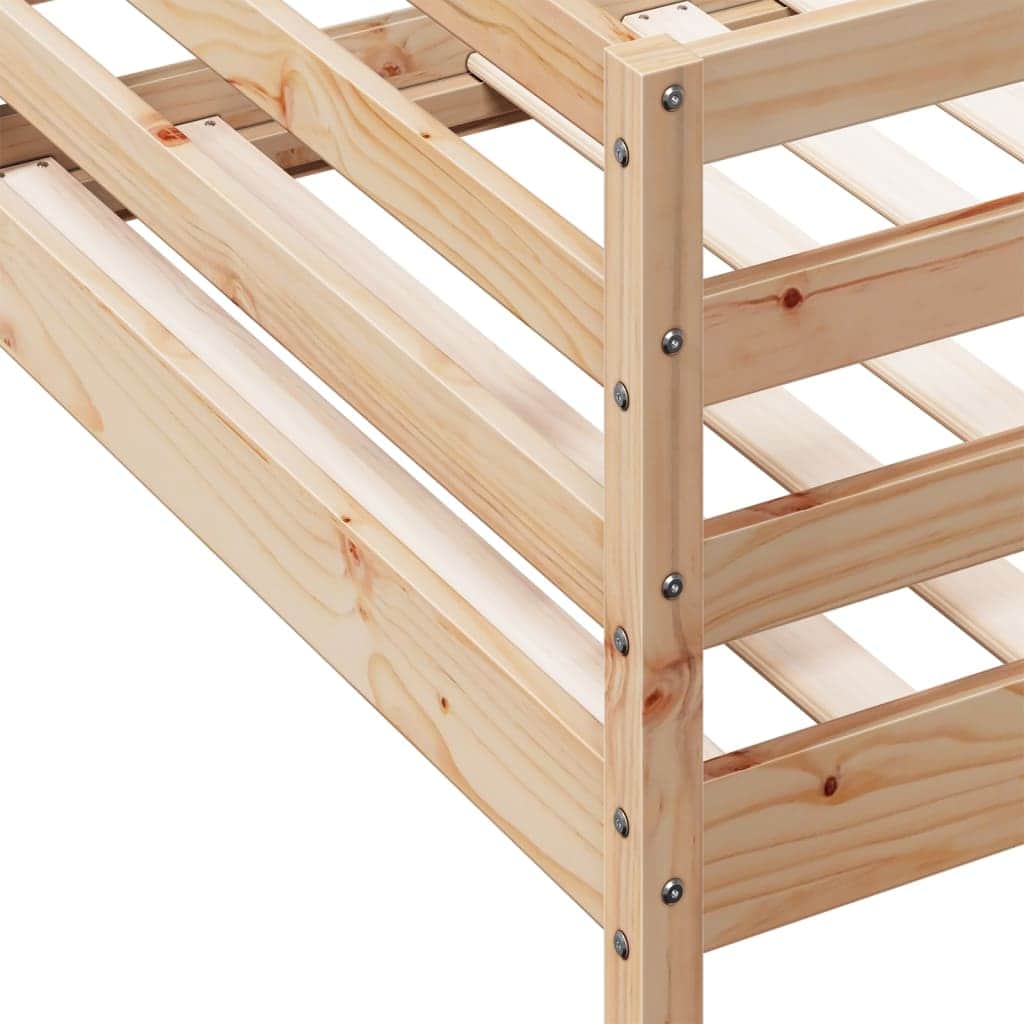 Single Bunk Bed Solid Pine Wood Loft Bed with Slatted Base Compact Design