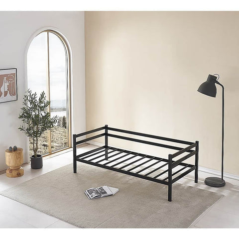 Single Daybed Metal Frame Sofa Premium Black Day Bed Steel Support