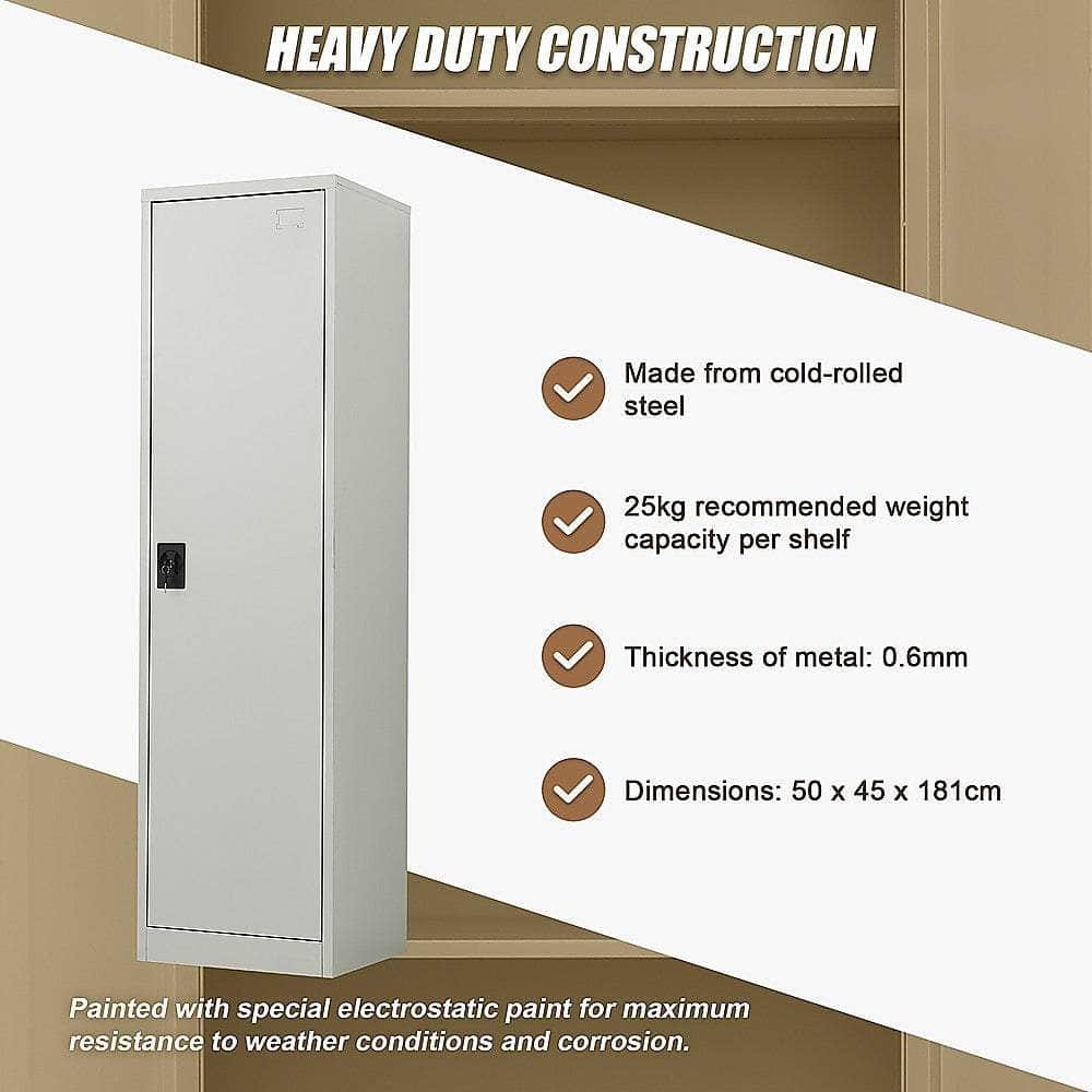 Single-Door Metal Tall Storage Cabinet For Home Office Or Gym