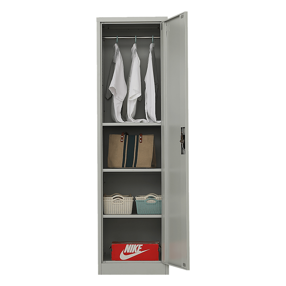 Single-Door Metal Tall Storage Cabinet For Home Office Or Gym