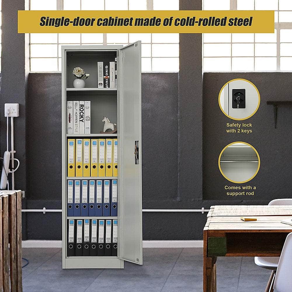 Single-Door Metal Tall Storage Cabinet For Home Office Or Gym