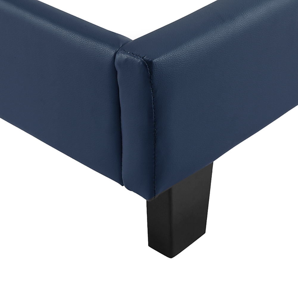 Single Pu Leather Bed Frame Blue