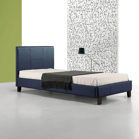 Single Pu Leather Bed Frame Blue