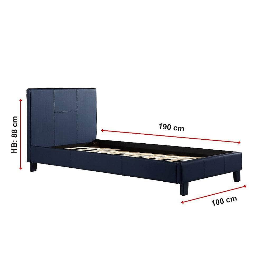 Single Pu Leather Bed Frame Blue