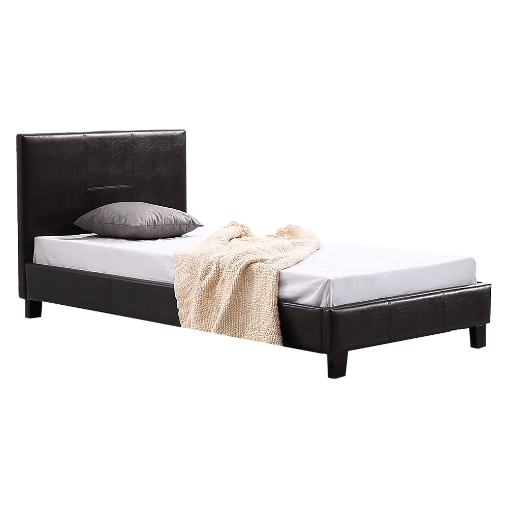 Single Pu Leather Bed Frame Brown