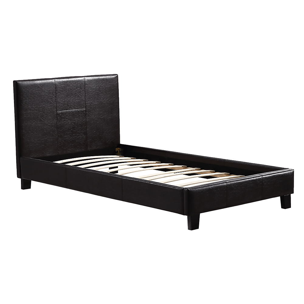 Single Pu Leather Bed Frame Brown
