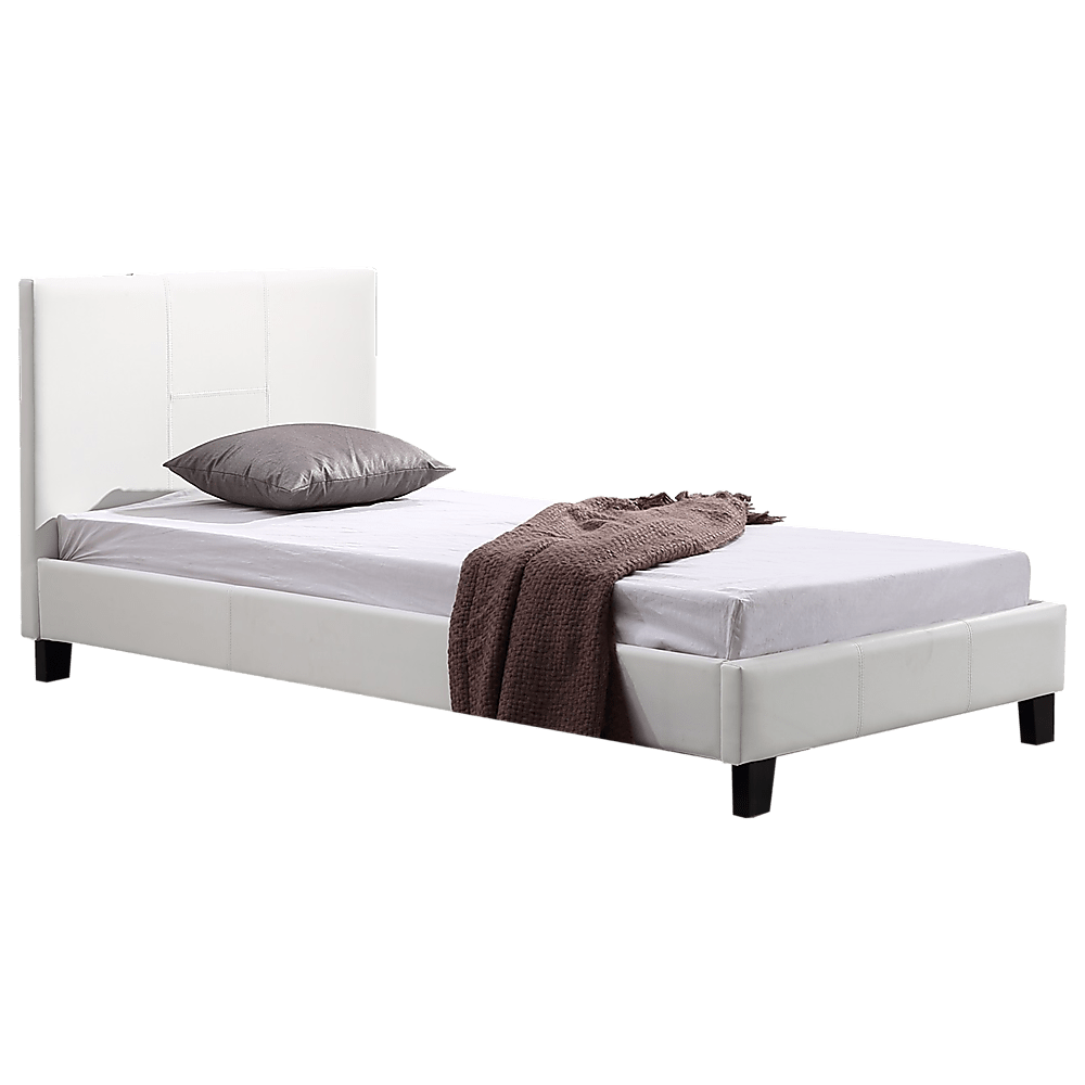 Single PU Leather Bed Frame White