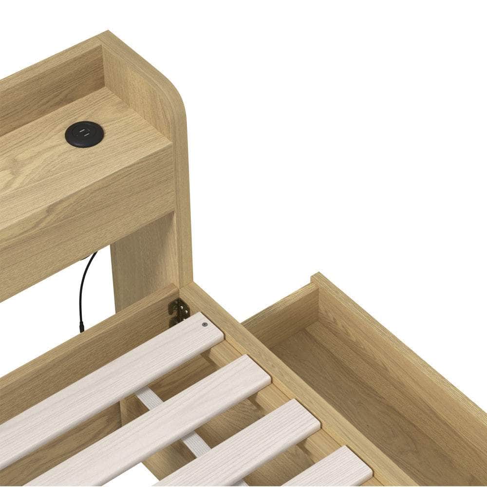 Single Queen King & Double Bed Frame with USB Charging Ports & 2 Storage Drawers Bedroom Furniture