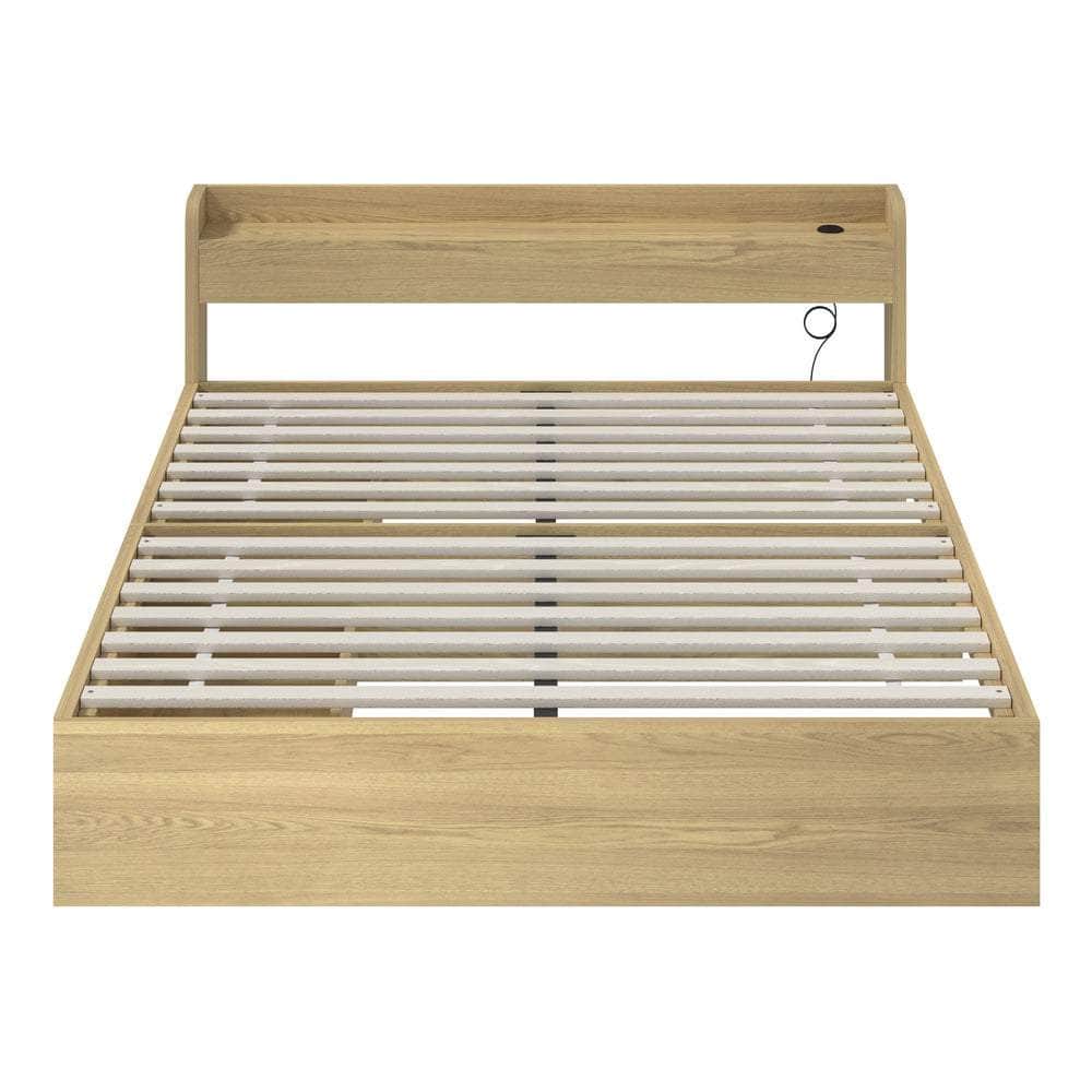 Single Queen King & Double Bed Frame with USB Charging Ports & 2 Storage Drawers Bedroom Furniture