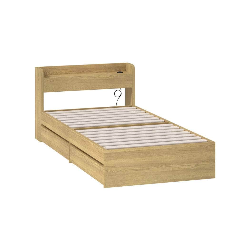 Single Queen King & Double Bed Frame with USB Charging Ports & 2 Storage Drawers Bedroom Furniture