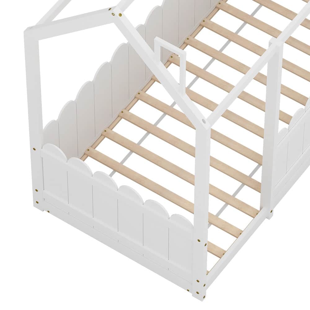 Single Size Wooden Kids House Bed Frame White Kori Playful Design