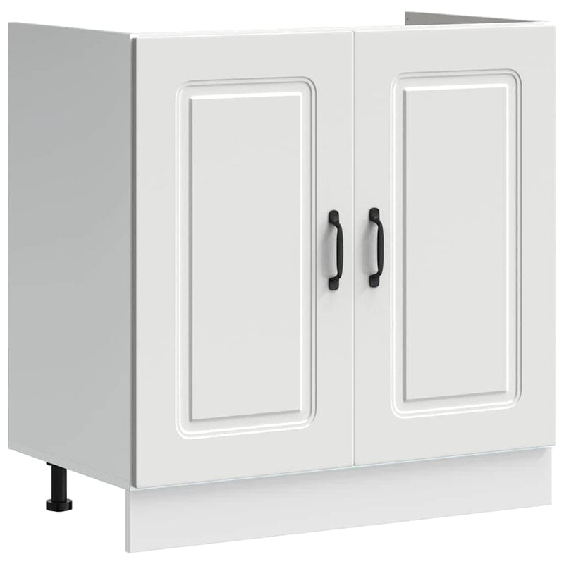 White colour - Sink Base Cabinet Kalmar White Engineered Wood