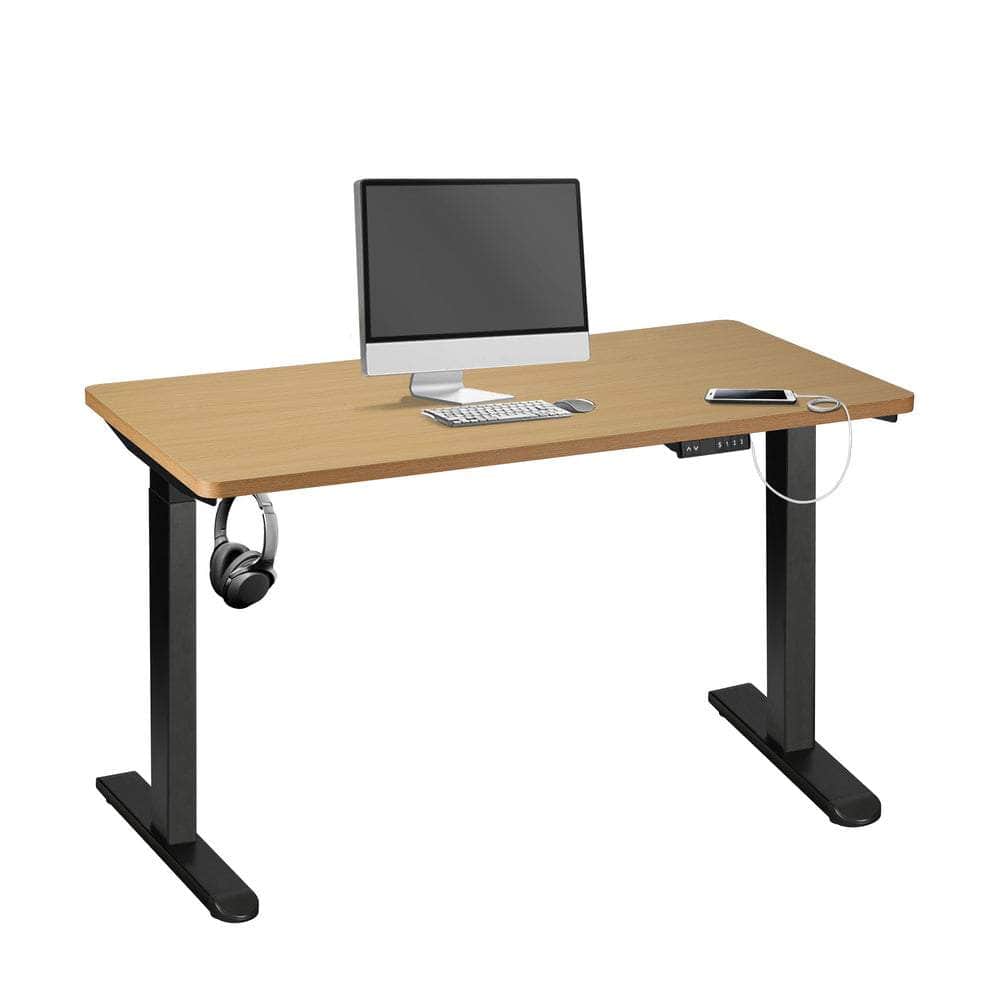 Sit-Stand Desk Height Adjustable Desk White&Walnut