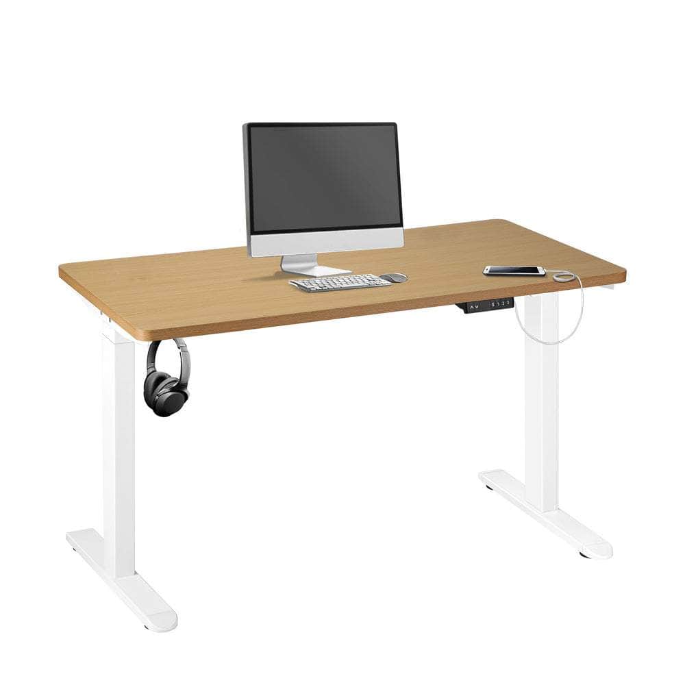 Sit-Stand Desk Height Adjustable Desk White&Walnut