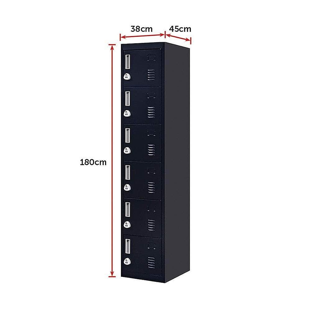 Six-Door Vertical Cabinet Spacious Storage For Gym And Office