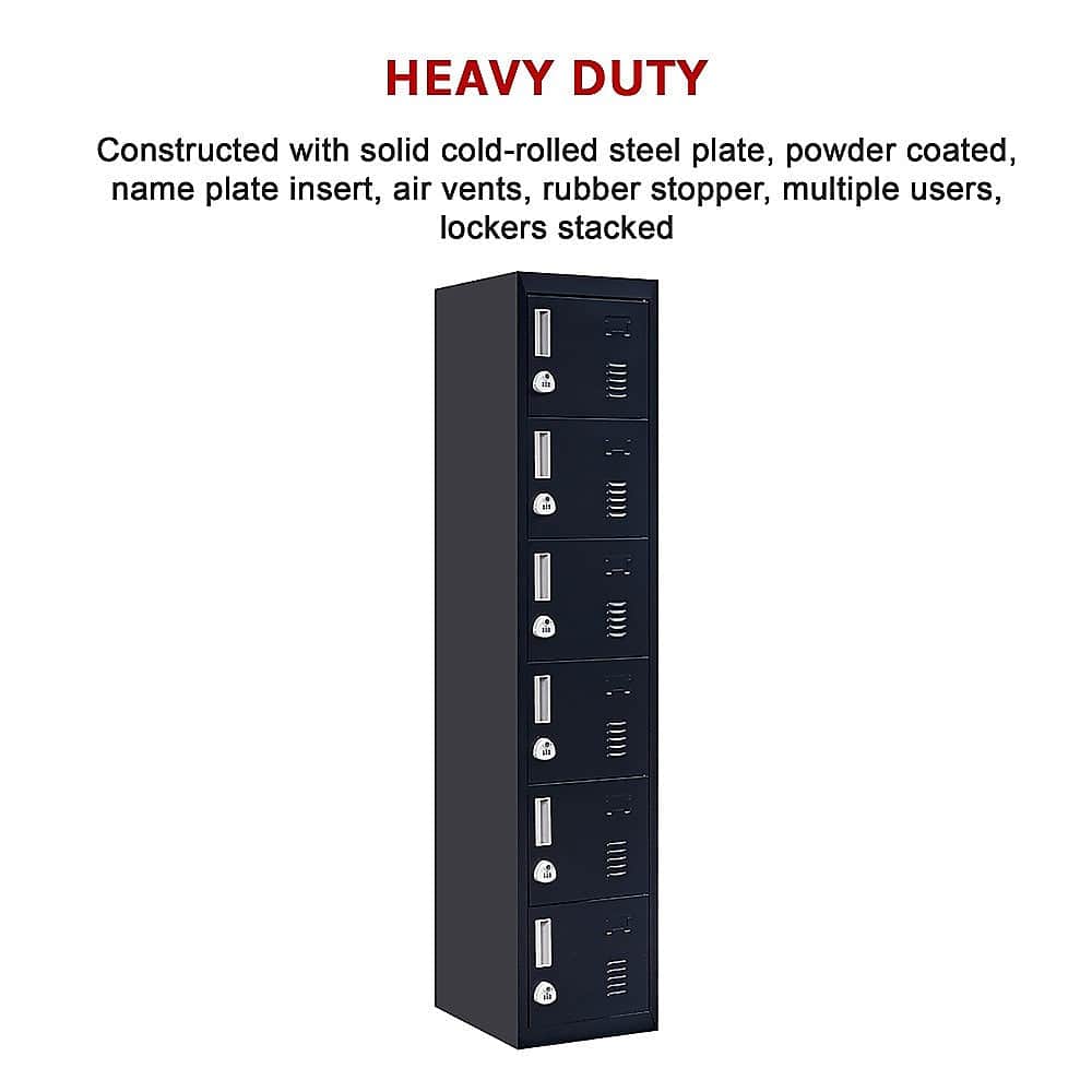 Six-Door Vertical Cabinet Spacious Storage For Gym And Office