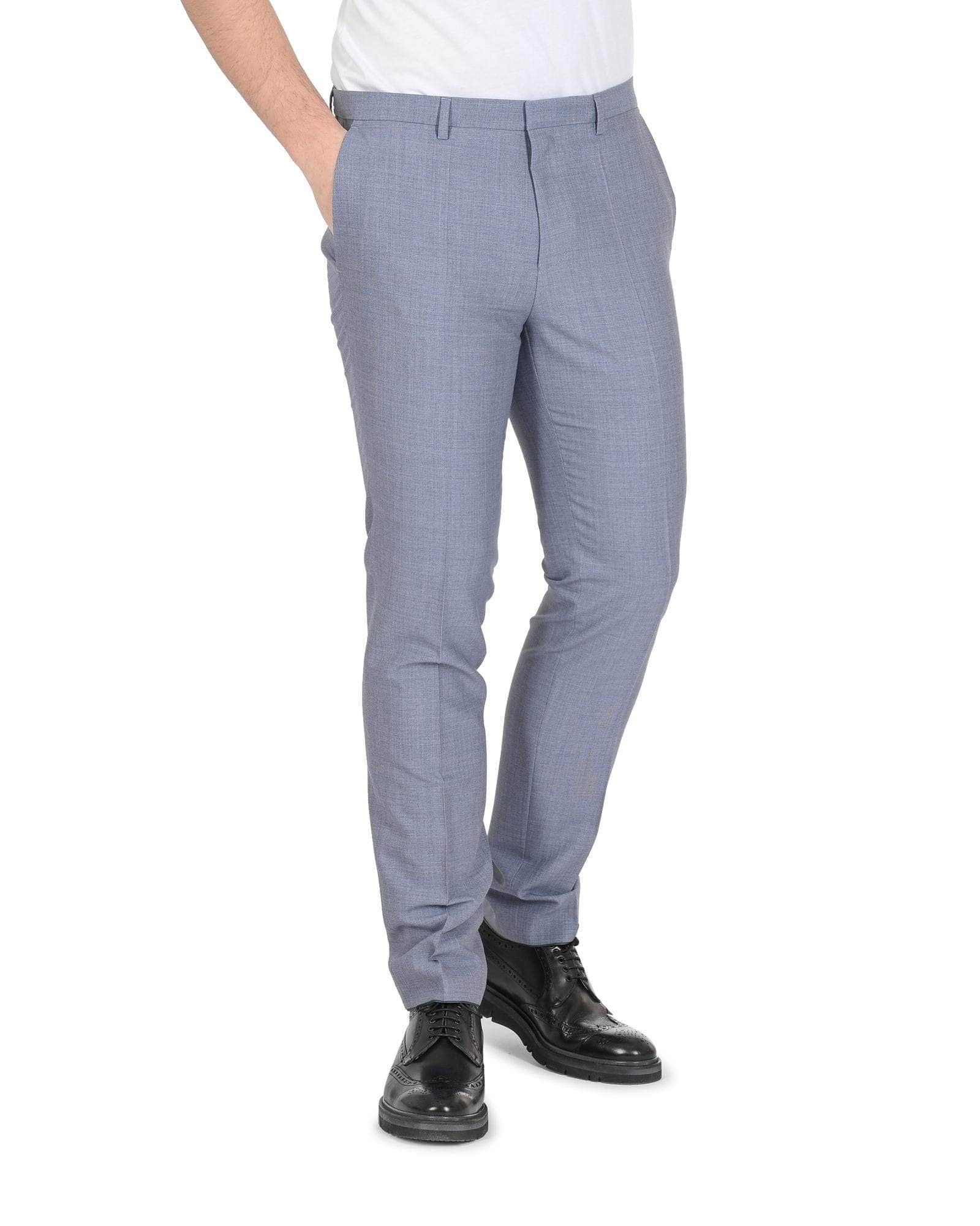 Skyline Comfort Hugo Boss Men'S Light Blue Wool Blend Trousers