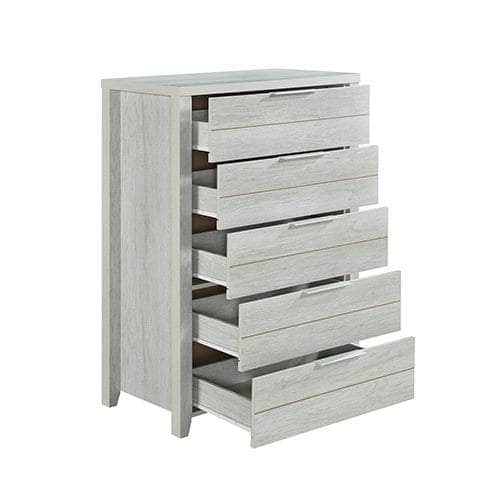 Sleek 4-Piece Bedroom Suite - MDF, Queen White Ash, Bed & Tallboy