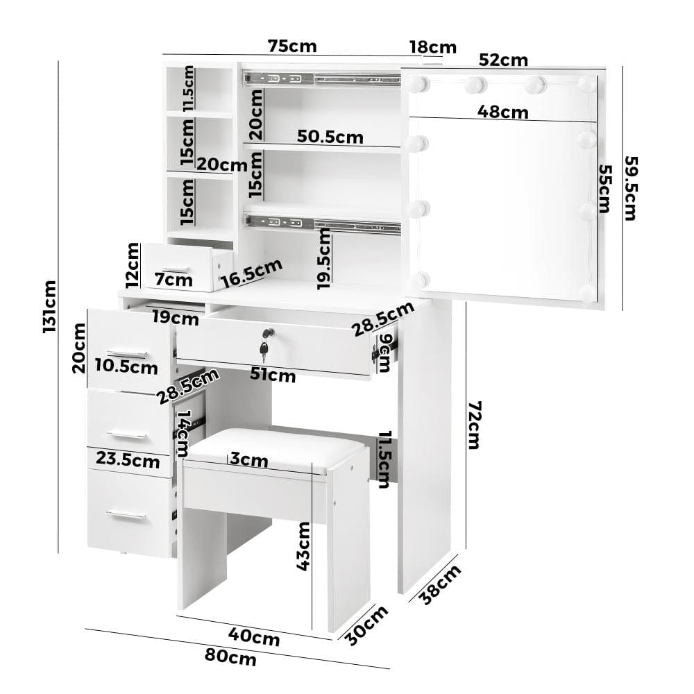 Sleek and Functional Dressing Table Stool Set: Makeup Essentials