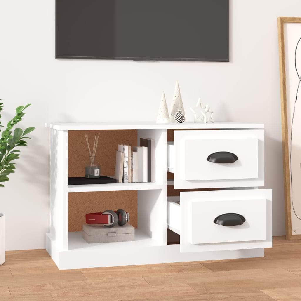 Sleek and Stylish Engineered Wood TV Stand in White Finish