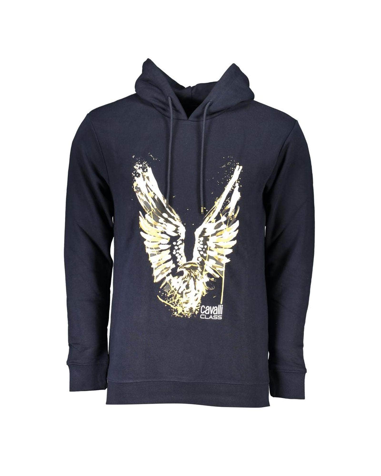 Sleek Black/Blue Cotton Sweater - Cavalli Class
