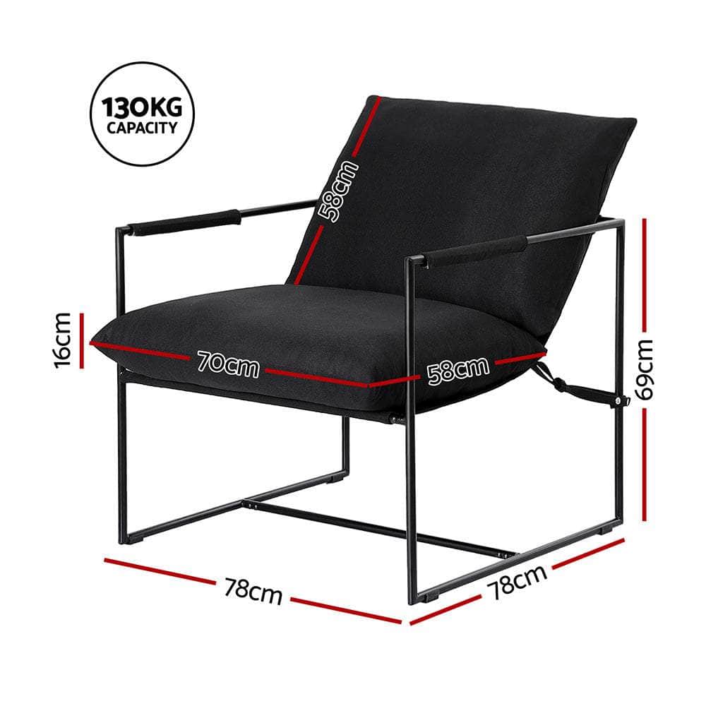 Sleek Black Sling Armchair – Lounge Chair for Living Room or Office