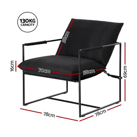 Sleek Black Sling Armchair – Lounge Chair for Living Room or Office