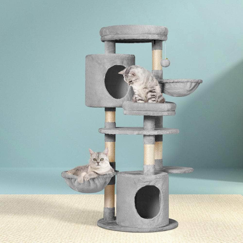 Sleek Cat Tree Tower with Scratching Posts - 123cm