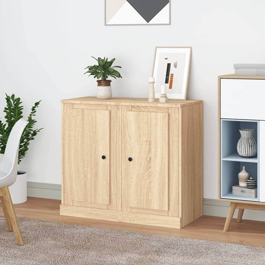 Sleek Duo: Set of 2 Sonoma Oak Engineered Wood Sideboard