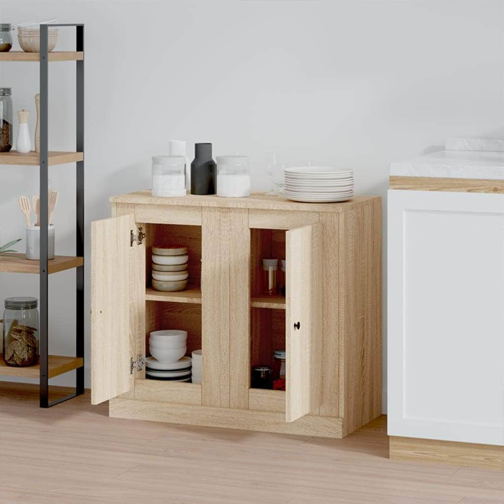 Sleek Duo: Set of 2 Sonoma Oak Engineered Wood Sideboard