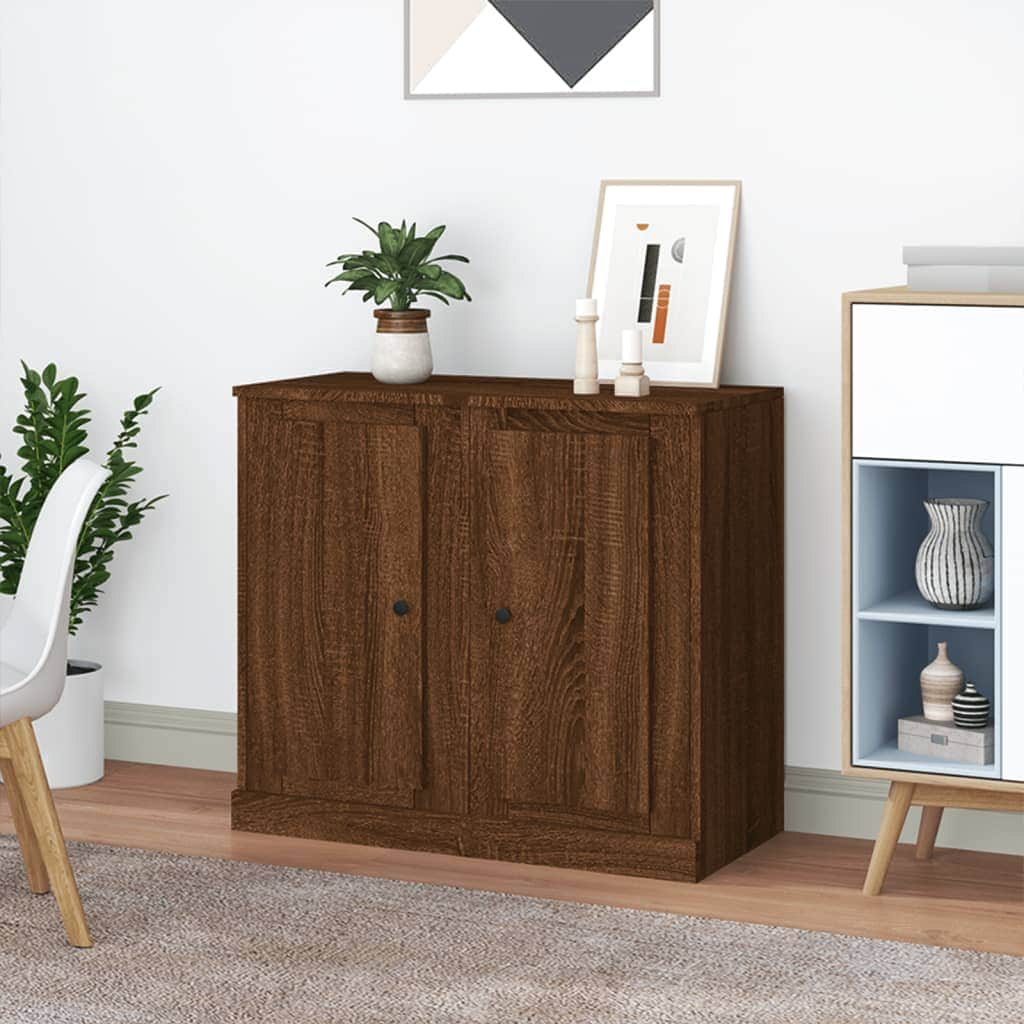 Sleek Duo: Set of 2 Sonoma Oak Engineered Wood Sideboard