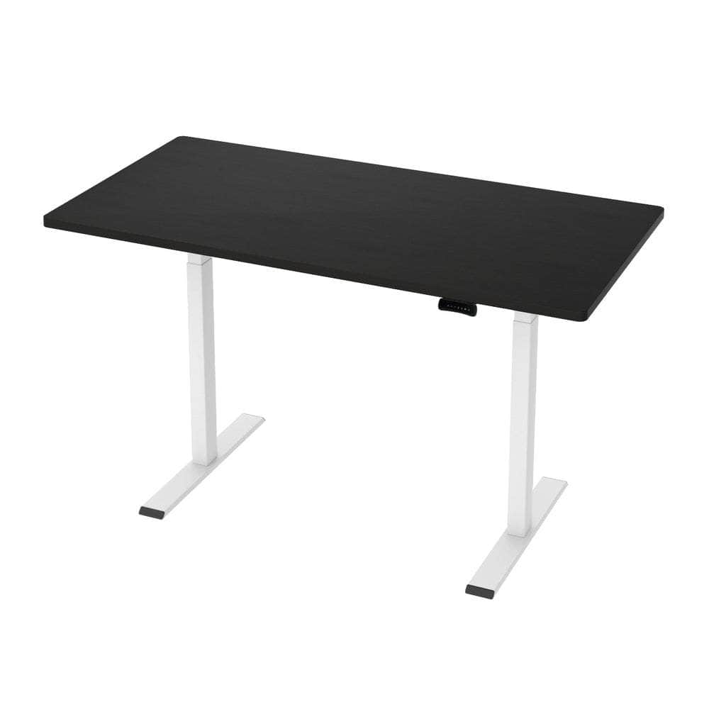 Sleek Electric Standing Desk in White, Walnut and Black - 140cm/120cm