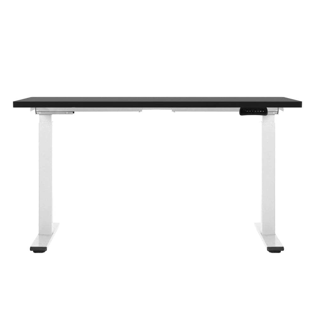 Sleek Electric Standing Desk in White, Walnut and Black - 140cm/120cm