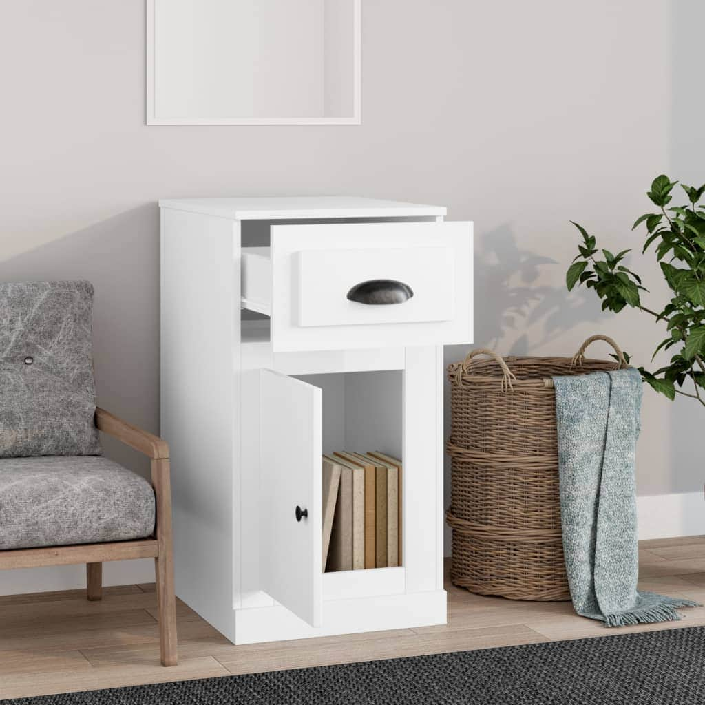 Sleek Engineered White Timber Sideboard with Storage Compartment