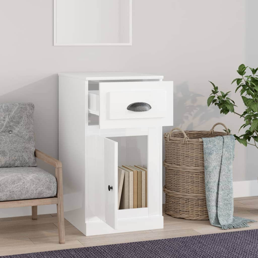 Sleek Engineered White Timber Sideboard with Storage Compartment