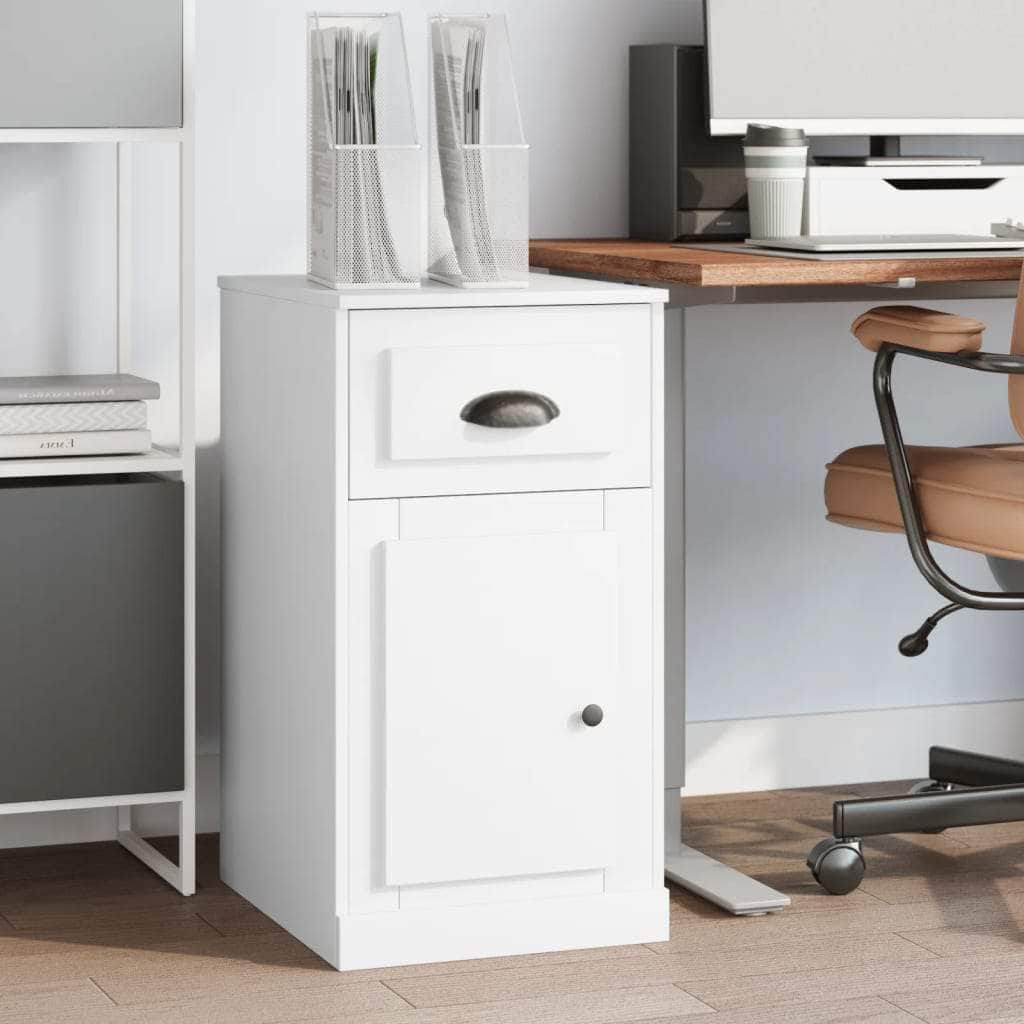 Sleek Engineered White Timber Sideboard with Storage Compartment