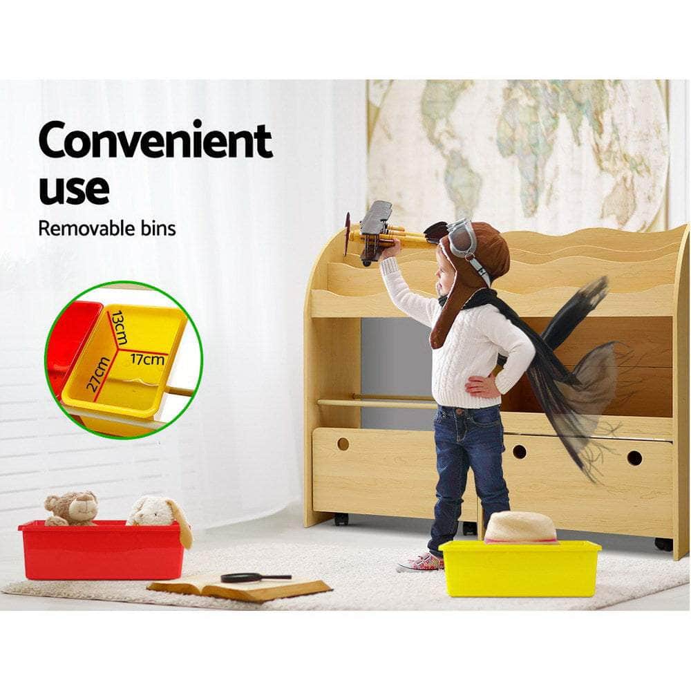 Sleek Kids Bookshelf with Toy Storage - 3 Tiers
