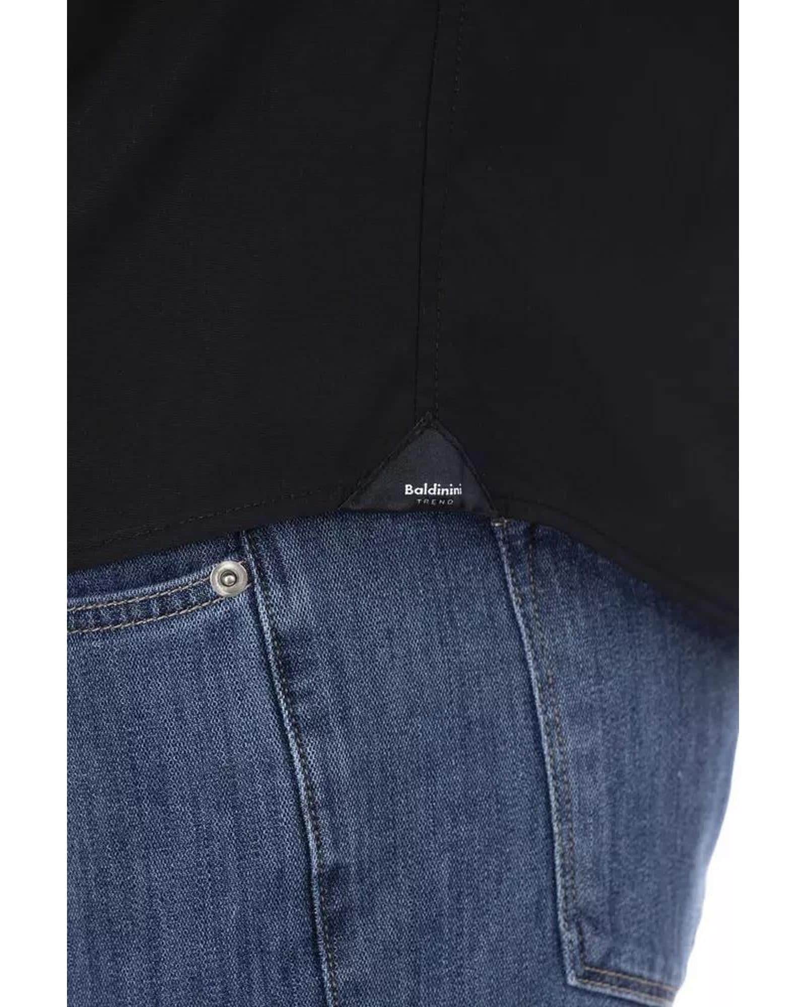 Sleek Men's Black/Bordeaux/Blue Cotton Shirt