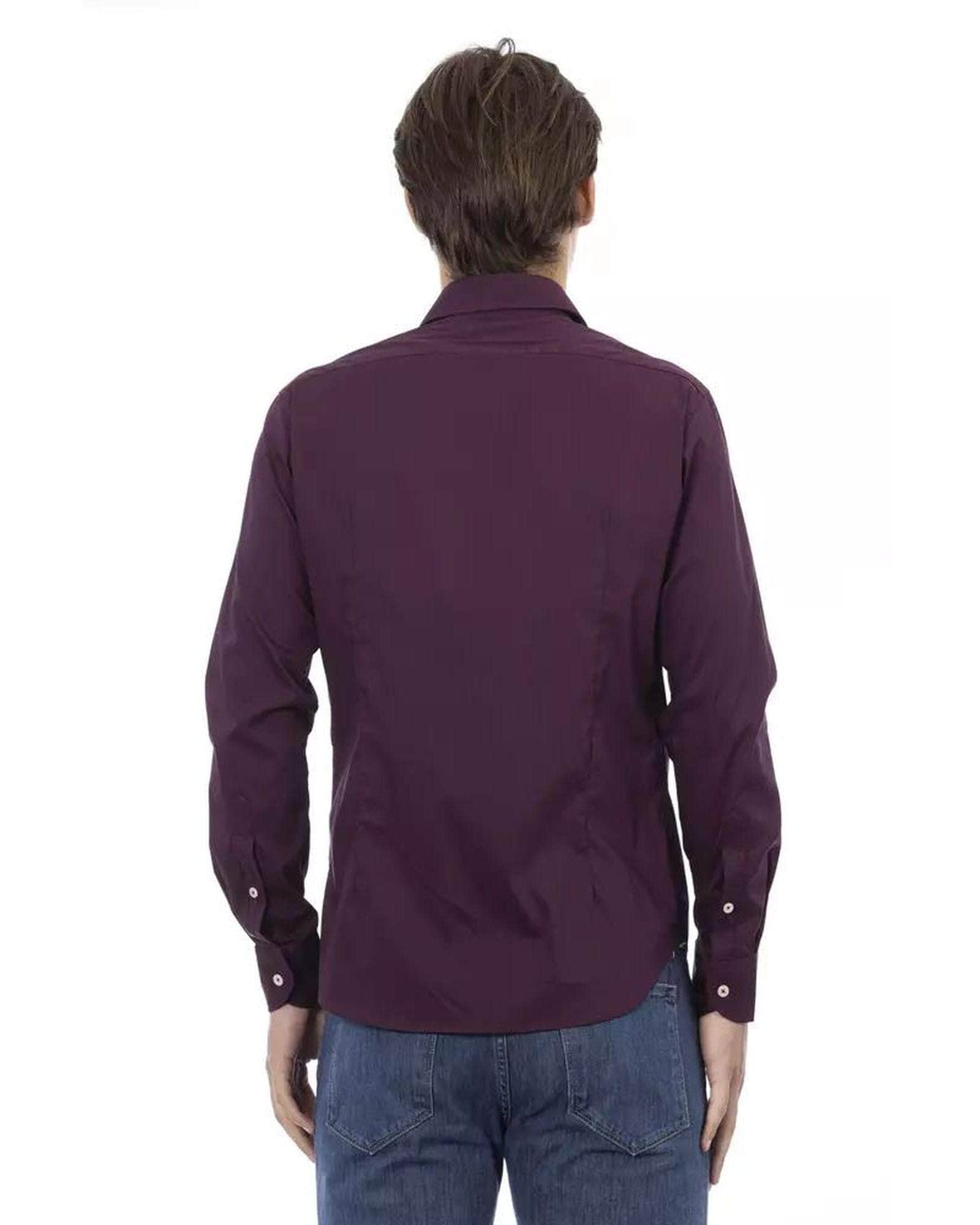 Sleek Men's Black/Bordeaux/Blue Cotton Shirt