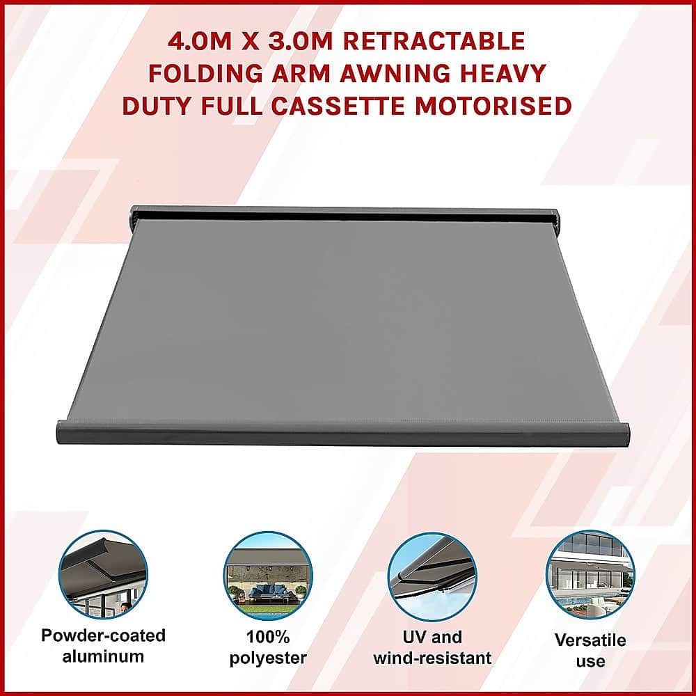 Sleek Motorised Retractable Awning - Heavy-Duty Full Cassette