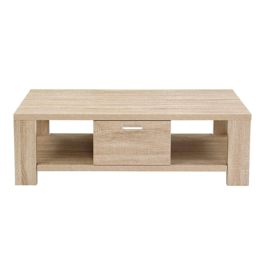 Sleek Oak Coffee Table with Drawer