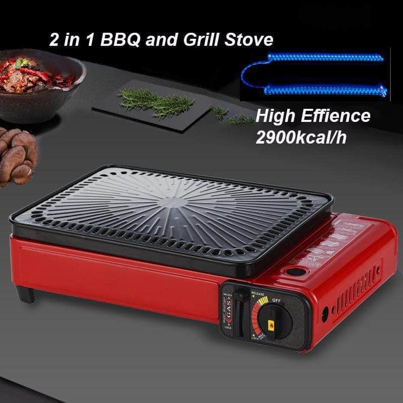 Sleek Orange Gas Stove BBQ Cooker with Plate