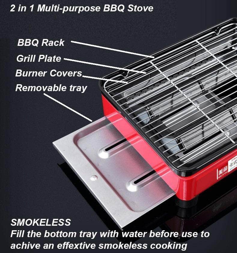 Sleek Orange Gas Stove BBQ Cooker with Plate