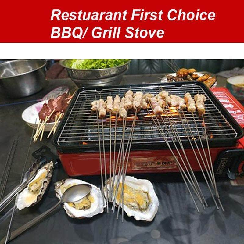 Sleek Orange Gas Stove BBQ Cooker with Plate