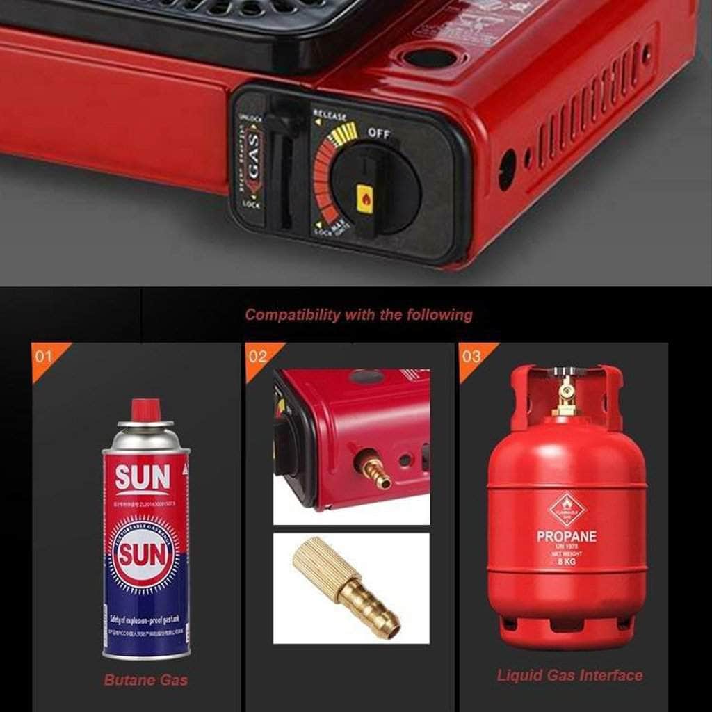 Sleek Orange Gas Stove BBQ Cooker with Plate